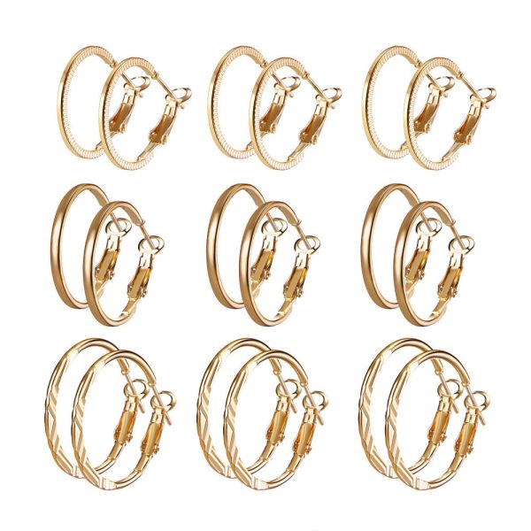 Korean Retro Earrings Set Fashion Ear Ring 9 Pairs Combination Set Ear Rings