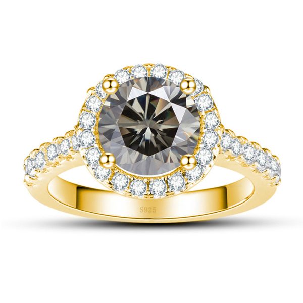 1 Karat 65mm Color Moissanite Ring Gold Ring Shank S925 Sterling Silver Moissanite