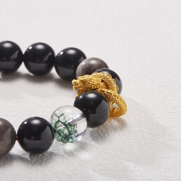 Nine Purple Fire Design Bracelet Silver Stone Green Phantom Quartz