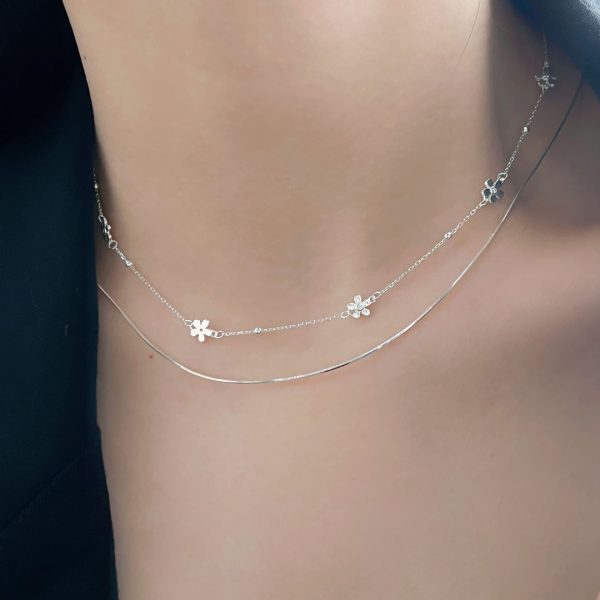 Changheng S925 Sterling Silver Simple Small Flower Necklace For Women