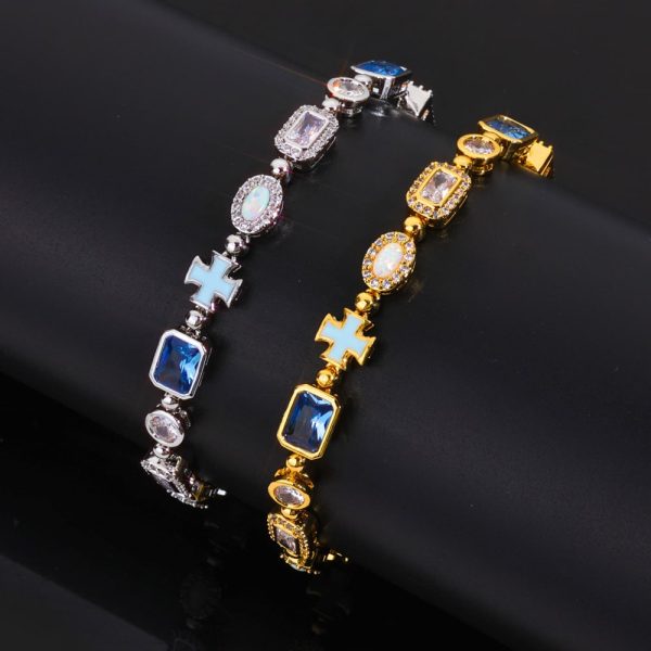 European And American 6mm Cross Drop Bracelet Men