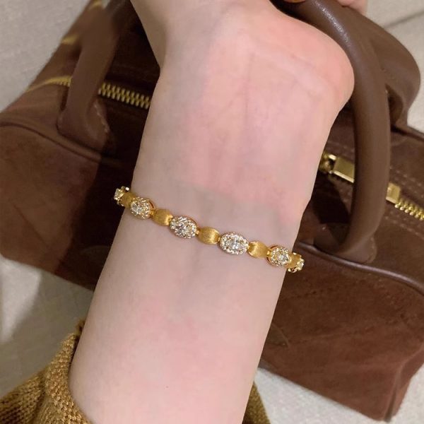 Hand-brushed Big Diamond High Carbon Diamond Bracelet