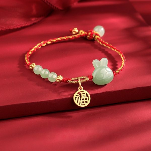 Fashion Blessing Card Rabbit Red Rope Bracelet