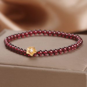 Red Stone Bead String Yellow Flower Accessories Bracelet