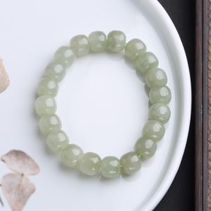 Natural Hetian Jade Buddha Beads Bracelet Single Circle Gradient