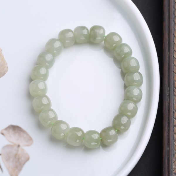 Natural Hetian Jade Buddha Beads Bracelet Single Circle Gradient