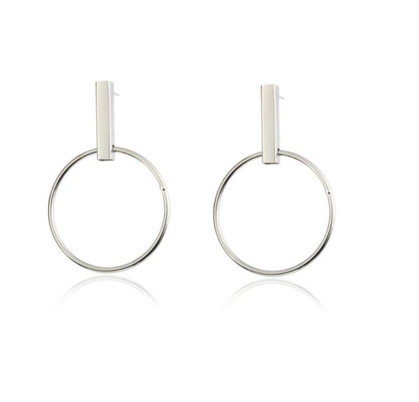 New Alloy Rectangular Sleeve Circle Ear Studs