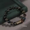 925 Silver Hoop Mantra Yellow Tiger Eyes Black Myth Wukong Men And Women Bracelet