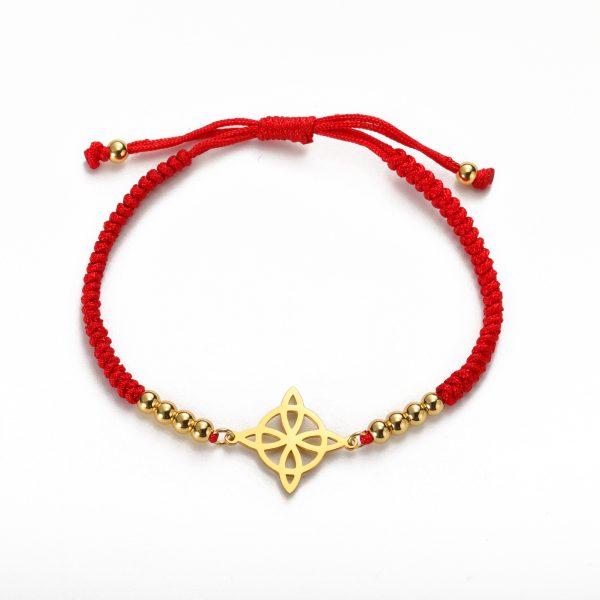 Stainless Steel Bracelet Simple And Adjustable Red Rope Bracelet