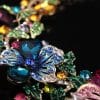 Colorful Flower Crystal Diamond Short Clavicle Necklace Earring Set