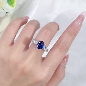 High Carbon Diamond Ice Flower Cut Color Zircon 925 Sterling Silver Ring