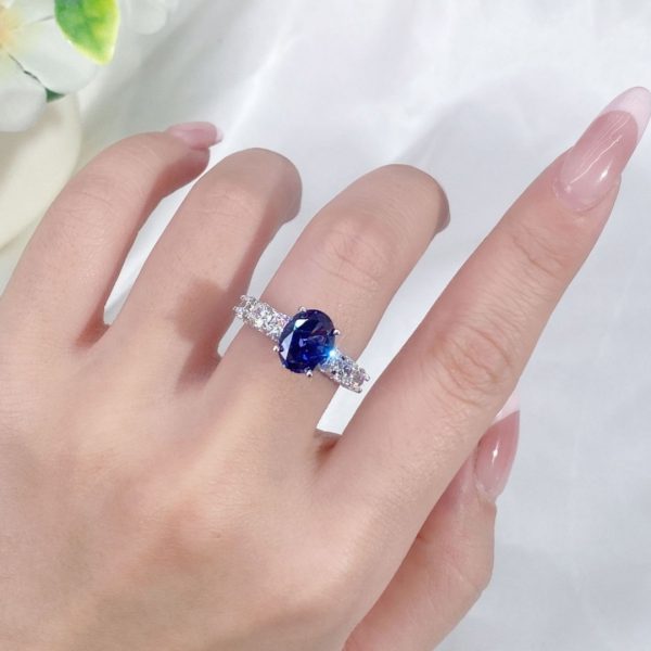 High Carbon Diamond Ice Flower Cut Color Zircon 925 Sterling Silver Ring