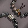 925 Silver Hoop Mantra Yellow Tiger Eyes Black Myth Wukong Men And Women Bracelet
