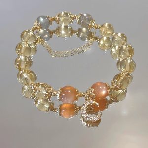 Moonstone Golden Sun Stone 14K Gilded Fortune Crystal Bracelet