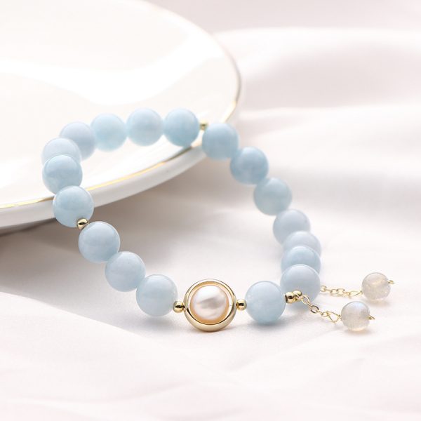 Aquamarine Freshwater Pearl Bracelet For Women