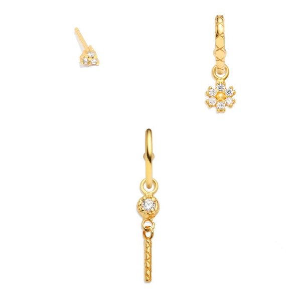 Fashion Ins Style Flower Earrings 3-piece Combination Set