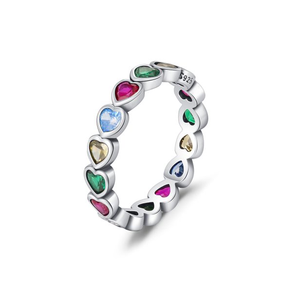 S925 Sterling Silver French Retro Distressed Love Heart-shaped Ring