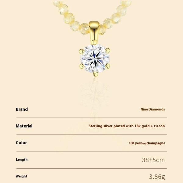 Sterling Silver Moissanite Light Luxury High-grade Necklace