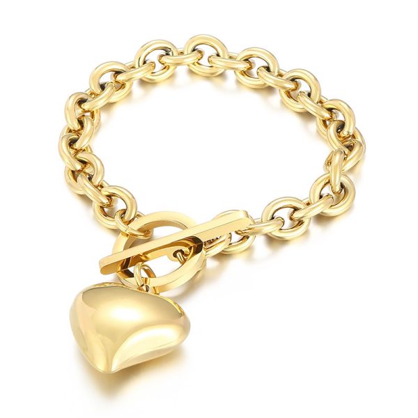 Titanium Steel Heart OT Buckle Necklace Women's Jewelry Set