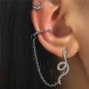 Cold Wind No Hole Earring Set Retro Zircon Snake-shaped Chain Ear Clip