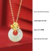 Natural Hetian Jade Necklace Women's S925 Sterling Silver Carnation Pendant
