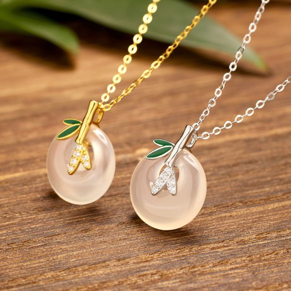 Natural Chalcedony Peace Buckle Necklace Female Chinese Style