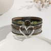 Leather Cord Bracelet Bohemian Multi-layer Rough Stone Love Jewelry For Girls