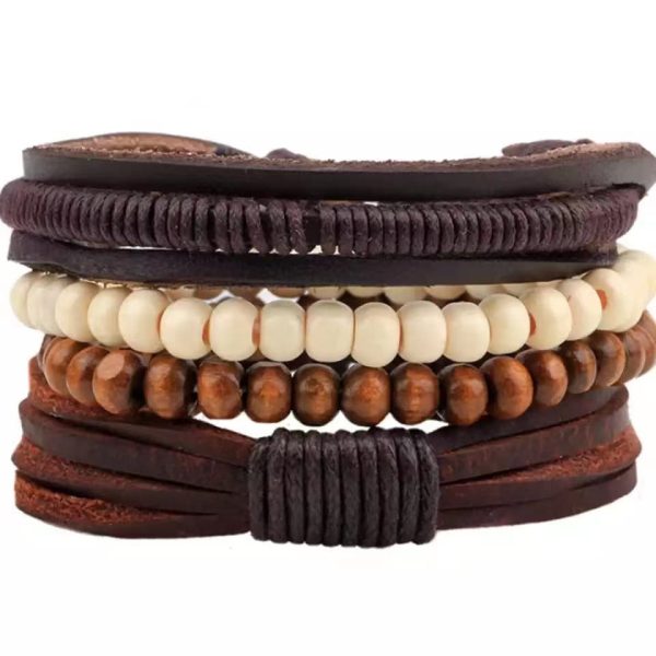 Four-piece Card Africa Map Woven Bracelet Leather