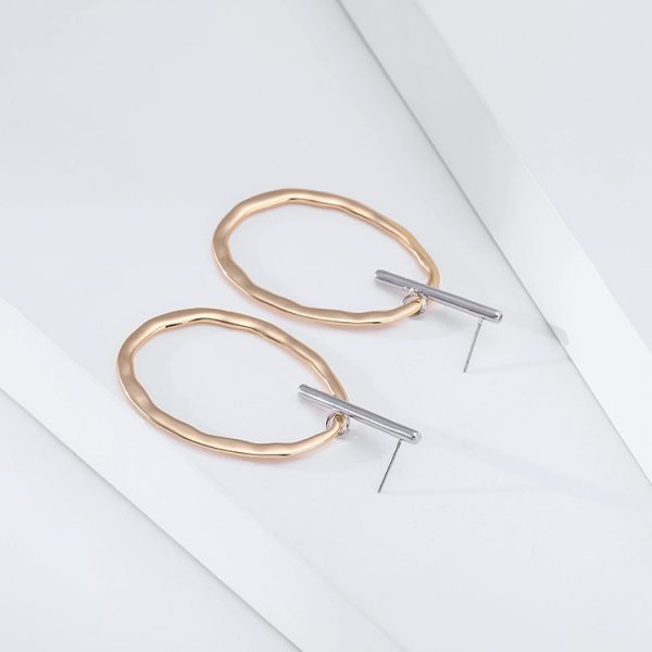 Jane Oval Circle Exaggerated Pendant Two-tone Stud Earrings