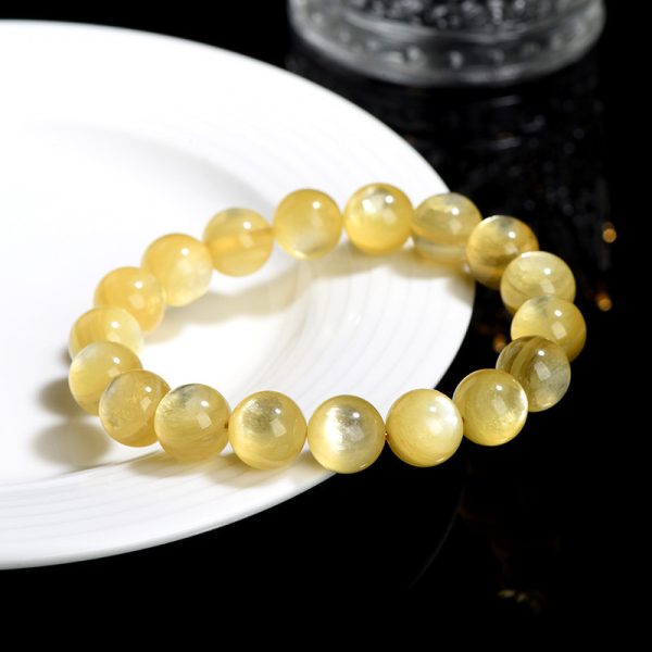 Yellow Golden Dragon Mica Round Beads Bracelet