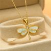 Cold Style Gold Dragonfly Opal Necklace