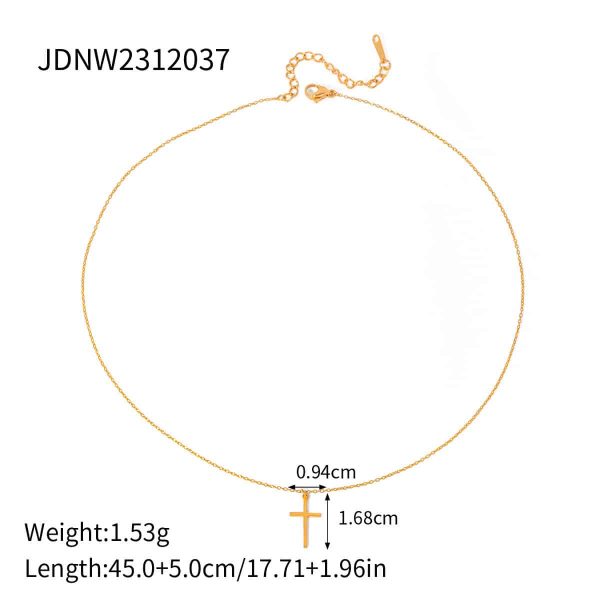 Stainless Steel Cross Shelf Necklace Natural Stone Clavicle Chain