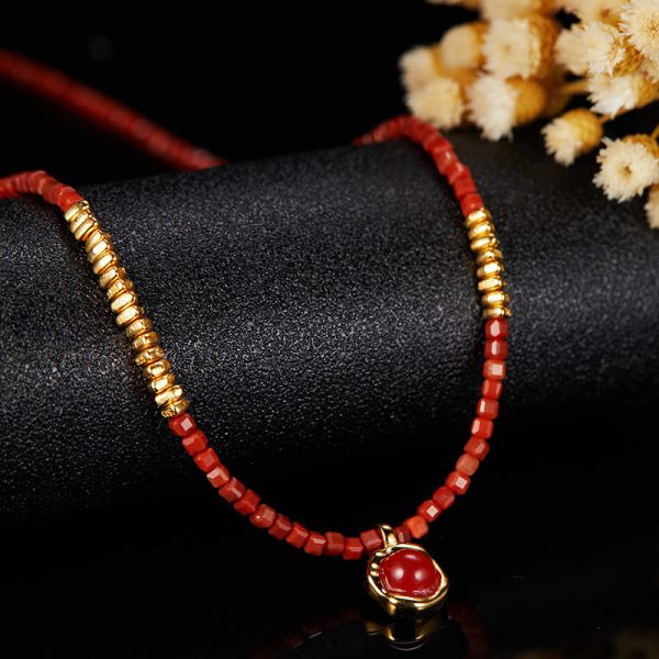 Women's Fashion Agate Splicing Square Candy Necklace