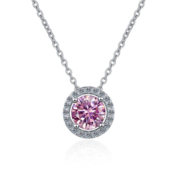 Classic Round Bag 925 Sterling Silver Color Moissanite Necklace