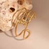 European And American Open Stainless Steel Bracelet 18K Gold Plating Heart-shaped Design Sense