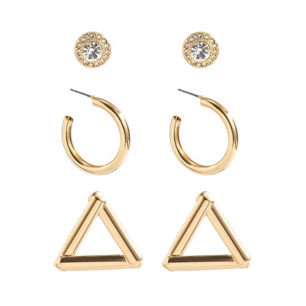 Mix And Match Simple Geometric C-shaped Half Hoop Earrings Set