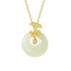 Natural Hetian Jade Necklace Women's S925 Sterling Silver Carnation Pendant