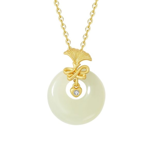 Natural Hetian Jade Necklace Women's S925 Sterling Silver Carnation Pendant