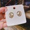 925 Silver Needle Circle Personality Heart Shape With Diamond Earrings Irregular Circles