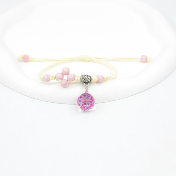 Glass Dried Flower Bracelet Real Flower Lace Flower