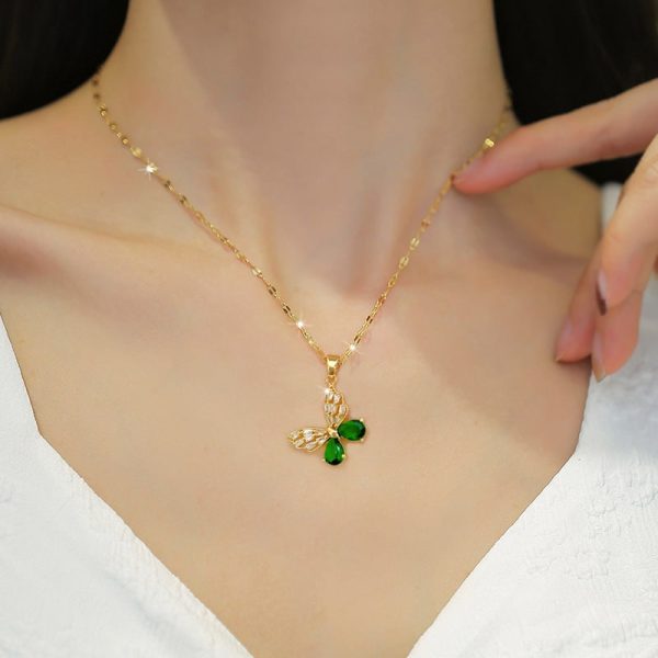 Hollow Butterfly Necklace And Earrings Suite Light Luxury Micro-inlaid Personality
