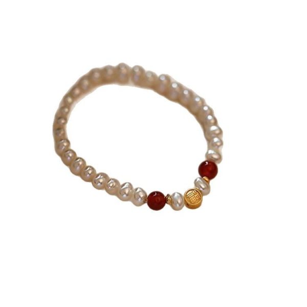 Natural Freshwater Pearl Bracelet Fu Character Light Luxury Beaded High Sense