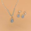Brilliant Full Diamond Zircon Water Drop Necklace Eardrop Jewelry Set