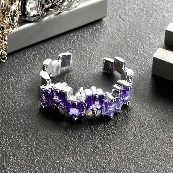 Fashion Color Open-end Zircon Ring Women