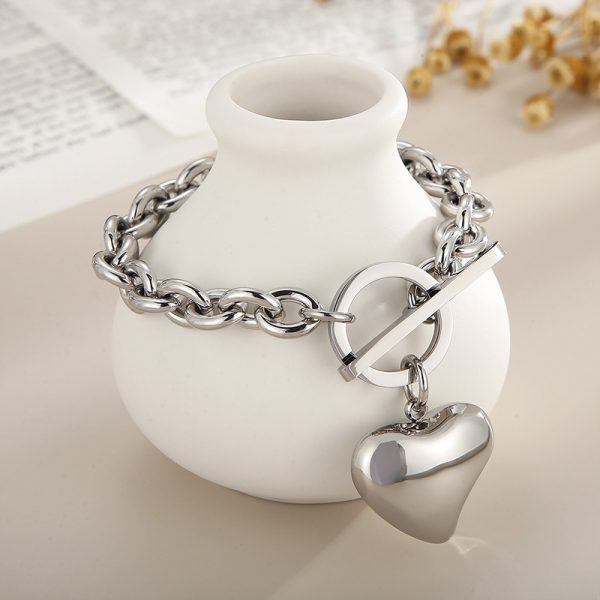Titanium Steel Heart OT Buckle Necklace Women's Jewelry Set