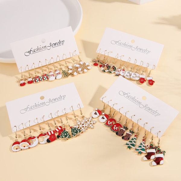 Christmas Earrings 5 Pair Set Holiday