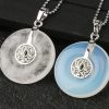 Natural Crystal Lotus Safety Buckle Pendant Multicolor Crystal Necklace