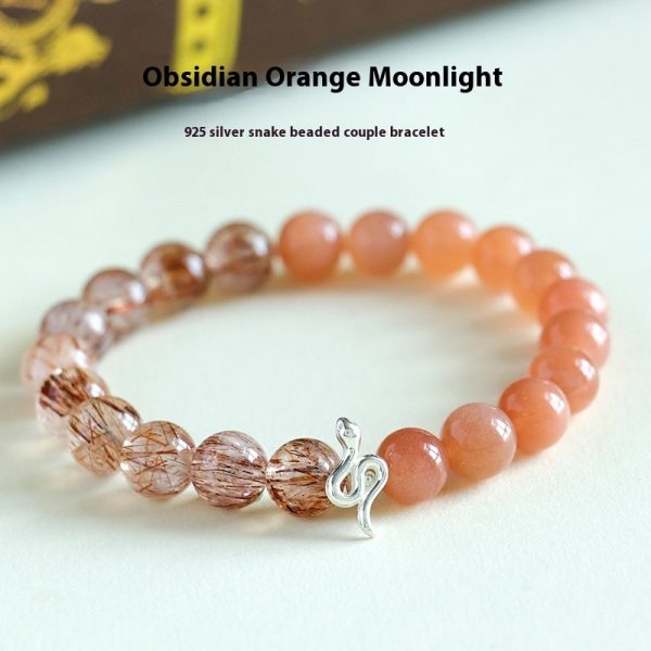 925 Silver Snake Beaded Couple Bracelet Female