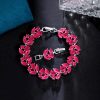 Copper Inlaid Zircon Flower Bracelet