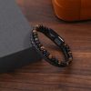 Hand-woven Natural Tigereye Leather Beaded Men